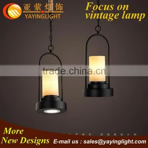 Ancient Retro Kerosine Oil Drop Light,Aladdin Wrounght Iron Stone Pendant Lighting,vintage Simpe Coffee Shop Lamp thumbnail-1