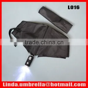 [L016] 3 Folding Automatic Open&close LED Umbrella With Torch Handle thumbnail-1