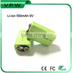 Rechargeable 9V 550mAh Li-ion Battery Li-polymer Battery for Remote Control Toy thumbnail-1