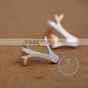 925 Sterling Solid Silver Tree Plant Mix Color Branch Leaf Earring Stud Fashion Women Earrings 6730610 thumbnail-4