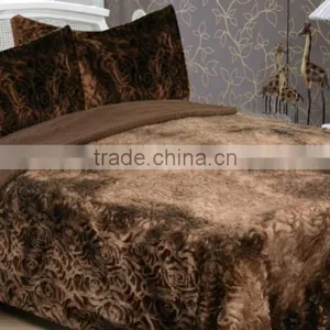 China Factory Rose Design Warm Faux Fur Fire Blanket Throw thumbnail-3
