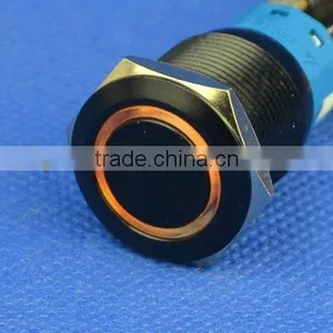 QN19-C1 19mm 12V Yellow Led Black Push Button Angel Eye Metal Momentary Car Switch thumbnail-1