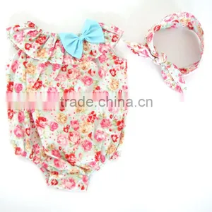 Seaside Bella Romper.Baby Swim Wear.Gold Dot Design With Headband. thumbnail-2