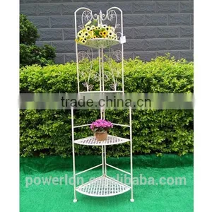 POWERLON Vintage Foldable Metal 3-tier Corner Shelf Plant Stand for Outdoor and Indoor Use thumbnail-3