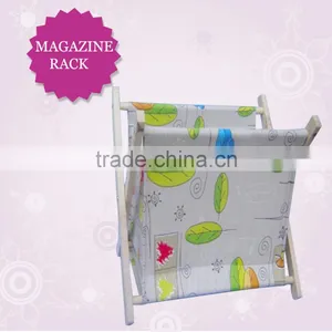 Pine Wood Magazine Rack , Wicker Book Basket, Magazine Display Rack thumbnail-4