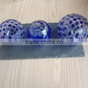 Elegant Slate Candle Holder With Exquisite Engraved Glass Candle Holder thumbnail-1