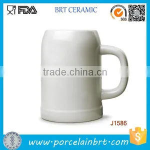 High Quality White Plain Ceramic Beer Stein thumbnail-1