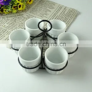 New Design Cheap White Porcelain Cup and Plate in Stock, Wholesale Coffee Set , Tea Set, Espresso Cup Saucers With Black Iron thumbnail-1