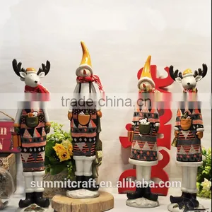 Creative Color Painting Resin Reindeer Figurines Christmas Decoration thumbnail-1
