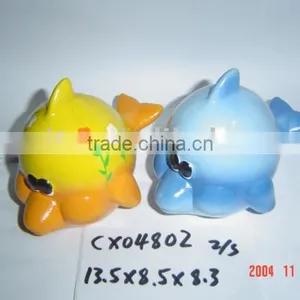 Fish Design Coin Bank-terracotta Painting thumbnail-1