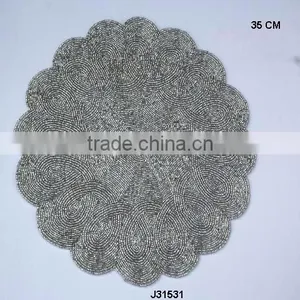 Round Glass Bead Place Matin Grey With Semi Circle Border Other Colours Also Available thumbnail-1