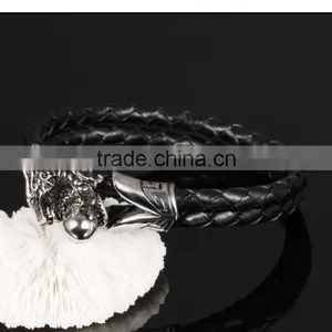 Men's Leather Bracelets 316L Stainless Steel Jewelry Genuine Leather Bracelet thumbnail-4