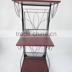 3 Tiers Magazine Holder Mobile Rolling Storage Coffee Table End SideTable thumbnail-2