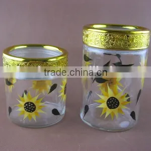 Glass Cookie Jar With Printing Sun Flower thumbnail-4