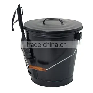 Fireplace Tools Metal Black Coal Bucket Ash Holder With Metal Shovel thumbnail-1