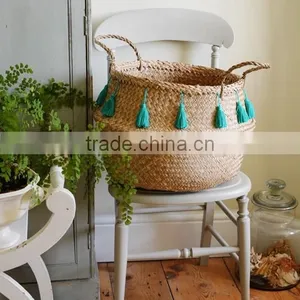 Seagrass Natural Belly Basket Made in Vietnam thumbnail-1