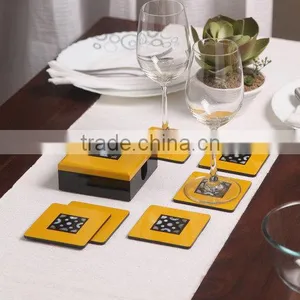 Lacquered Wooden Coasters/ Lacquer Coaster Set/ Showy Lacquer Coaster thumbnail-1