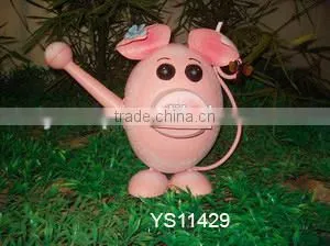15 Inch High Cute Pig Metal Garden Artwork Watering Can thumbnail-1