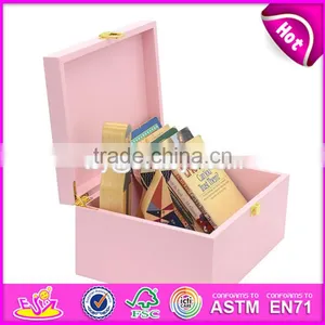 2017 New Products Girls Pink Wooden Storage Bins W08C175 thumbnail-3