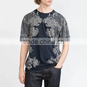 Digital Printing Men's Elegant t Shirt Wholesale British Style t Shirts Classic Pattern Printed thumbnail-2