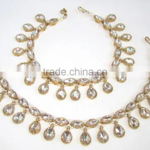 GOLD Tone Crystal Beads PAYAL Anklets Pair thumbnail-4
