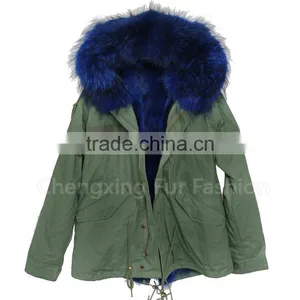 CX-G-P-05K Luxury Fox Fur Lining /Raccoon Fur Collar Women Winter Fur Parka thumbnail-4