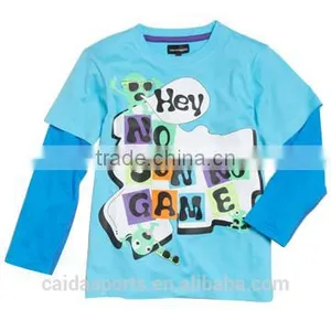 2015 Sky Blue 100% Cotton Long Sleeve Children's T-shirt thumbnail-1
