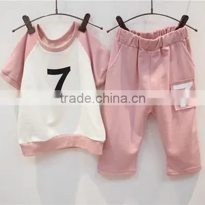 Hot Sale Kids Wear,knit T-shirt+pants Girls Boutique Summer Outfits Children Summer Clothes Set thumbnail-2