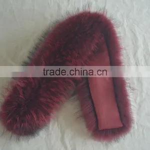 Myfur Customized Size and Color Wine Raccoon Fur Made Parka Hooded Collar thumbnail-1