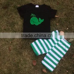 Hot Kids Baby Boy Clothing Set Baby BOY GREEN Chevron Whale Shorts Set Outfits thumbnail-1