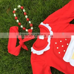 Girls Christmas Dress Kids Ruffle Dress Girls Christmas Red Dress Girls Long Sleeve Dress With Necklace and Headband thumbnail-5