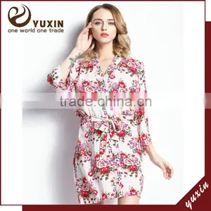 Wedding Bridesmaid White Cotton Floral Robe Weave Robes FR0021 thumbnail-1
