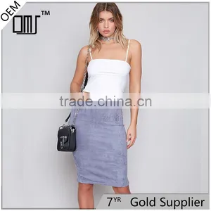 Lavender New Color Midi Suede Pencil Skirt Nice Fit Modern Simple Ladies Wear thumbnail-1