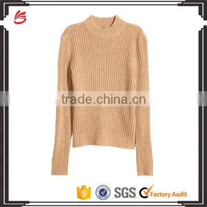 Slim Fitted Tightly Knitted Blank Design Medium High Neck Women Knitwear thumbnail-1