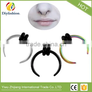 5 Colored Indian Nose Hoop Stainless Steel Nose Rings thumbnail-1
