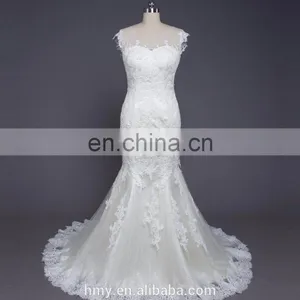 Sleeveless Beaded Trumpet White Bridal Dresses for Weddings thumbnail-2