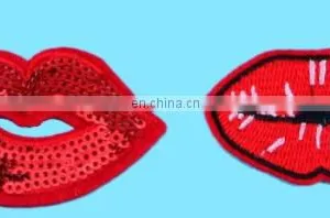 Embroidered Patches Lip / Lipstick Iron On Patch Sewing On Sequins thumbnail-6