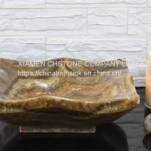 Brown Dragon Onyx Bathroom Wash Square Basin Natural Stone Vessle Sink thumbnail-2