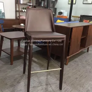 Wholesale Modern Leather Cushion Kitchen High Bar Chair thumbnail-2