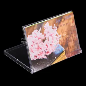 Wholesale Weisheng 4x6 Inch Office Calendar Holders Desktop Stand Plastic Box Calendar Keeper Display Calendar Case thumbnail-3