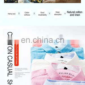 Wholesale Mens Long Sleeve Plus Size Heather Colors Linen Casual Shirts thumbnail-4