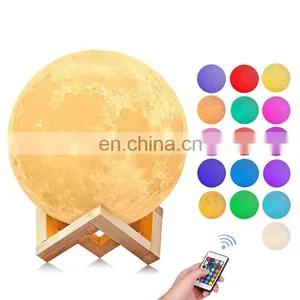 Creative Kids Gift Remote Control RGB 16 Colors 3d Moon Lamp thumbnail-7