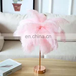 Wholesale Room Bedroom Decoration Remote Control LED Feather Lamp Feather Table Lamp Romantic Flashing Night Light Bedside Lamp thumbnail-6