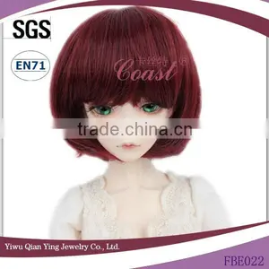 Short Cheap Cute Bob Cut Burgundy Doll Wig thumbnail-1