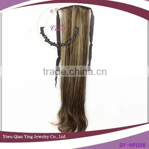 Long Fake Two Tone Fashion Design Girls Curly Hair Drawstring Ponytail thumbnail-1