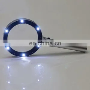 Metal Material Aluminum Alloy 12 LED Lights 5 Times 10 Times HD Reading Magnifying Glass thumbnail-4