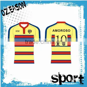 Short Sleeve / Long Sleeve Yellow Rugby Football Jersey Wholesale Price Supplier's Choice thumbnail-5
