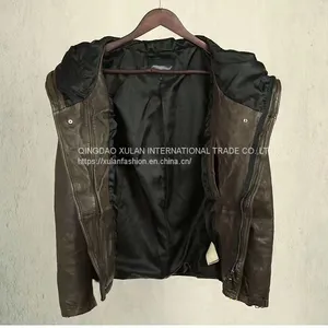 NEW FASHION 2022AW MEN'GENUINE LEATHER WASHED LAMBSKIN LEATHER JACKET thumbnail-3