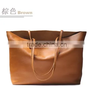 Vintage Simple Design Casual Genuine Leather Lady Shoulder Bag Hand Bag for Women thumbnail-4