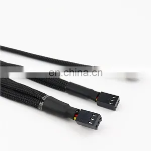 Black 4 Pin Pwm Fan Cable 1 To 2/3/4 Ways Splitter Black Sleeved 27cm Extension Cable Connector PWM Extension Cables thumbnail-2
